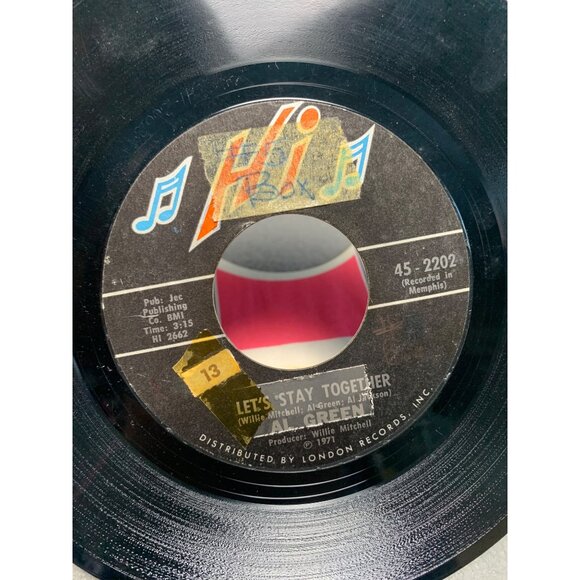 Al Green "Let's Stay Together" 45 RPM Vinyl Record 1971 Hi Records London Sleeve - Picture 3 of 3